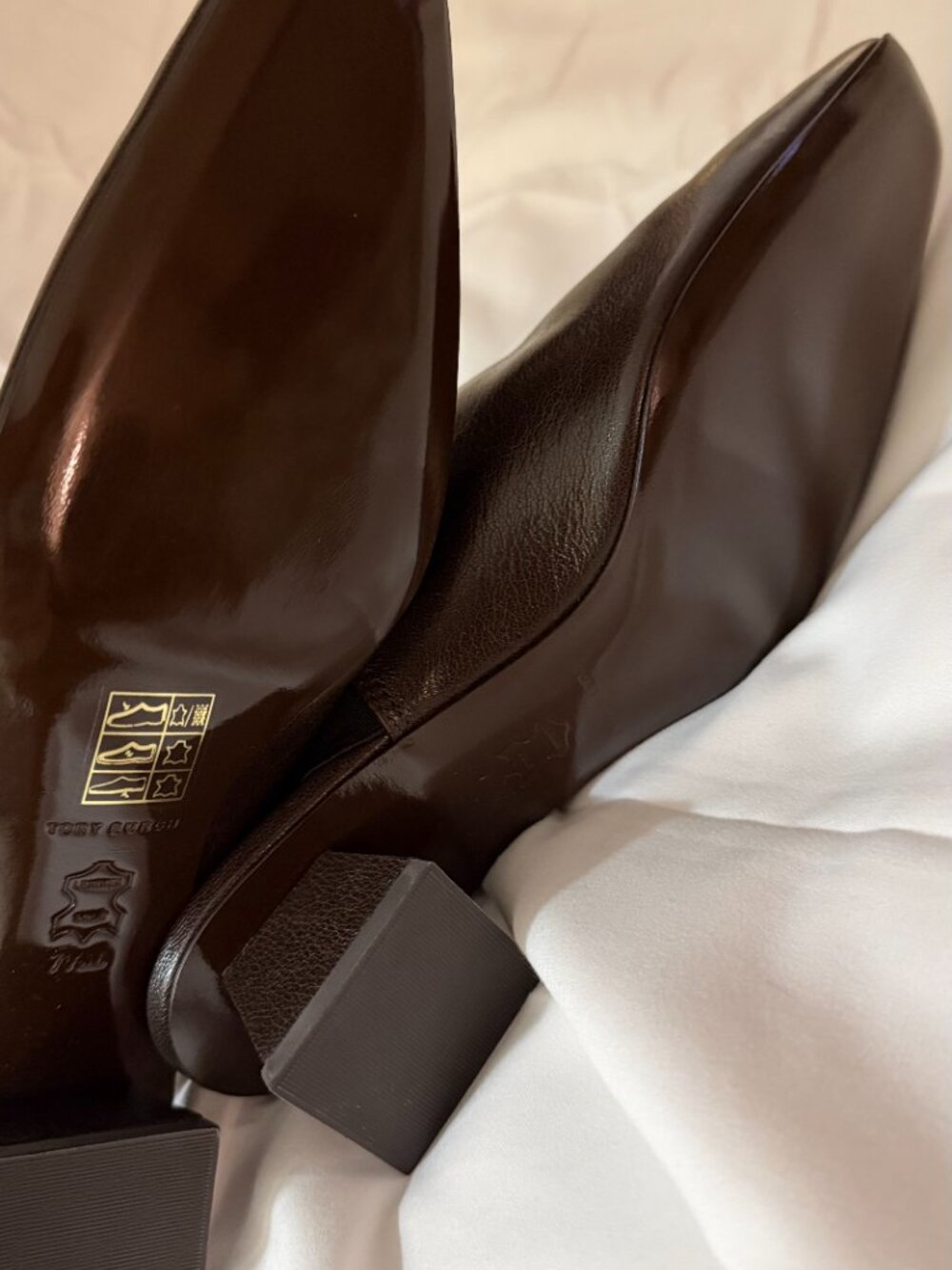 Tory Burch Square-Toe Brown Leather Slingback Mules Size 7.5 NWOT - Picture 3 of 7